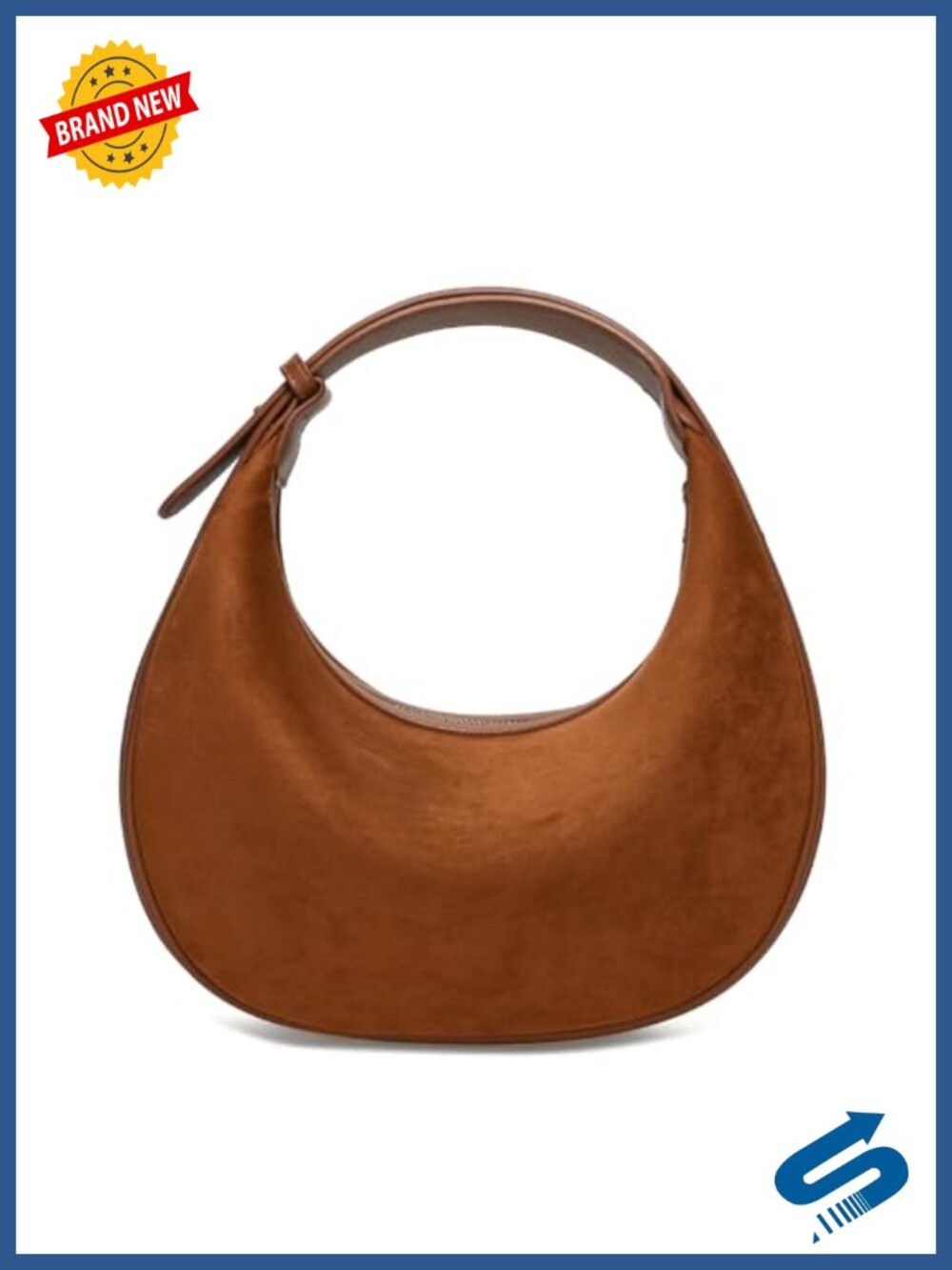 Faux Suede Small Crescent Hobo Shoulder Crossbody Bag Adjustable Strap